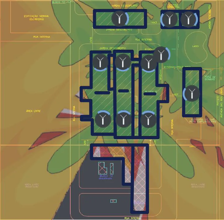 Projeto técnico de cobertura de câmeras em planta